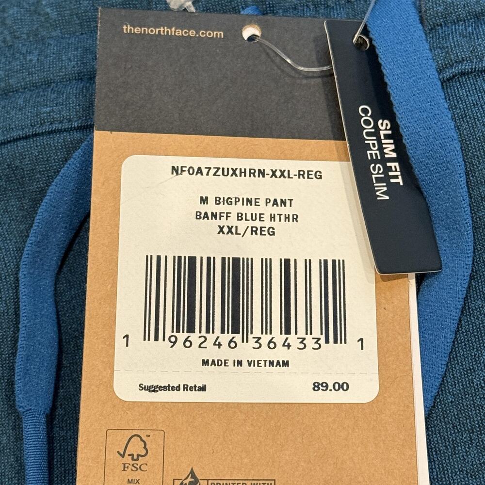 The North Face Jogger Pants Men 2XL Banff Blue Heather Big Pine Pocket Comfy NEW - Picture 12 of 13